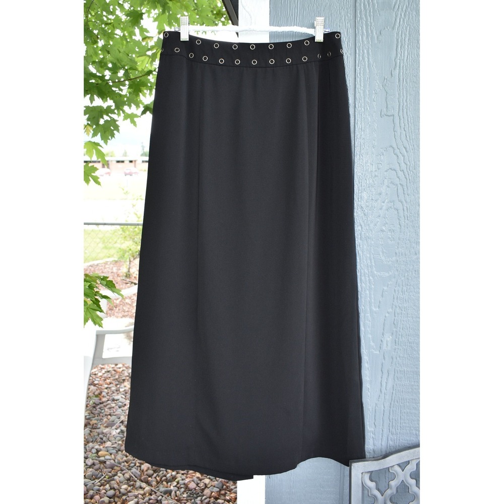 Norton‎ McNaughton Black Grommet Waist Maxi Skirt Size 8 Longline Minimalist